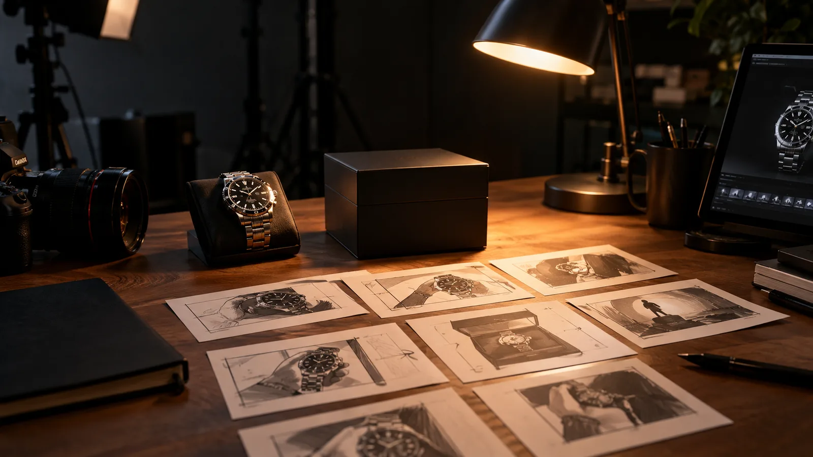 Black Friday product video storyboard with dark studio lighting