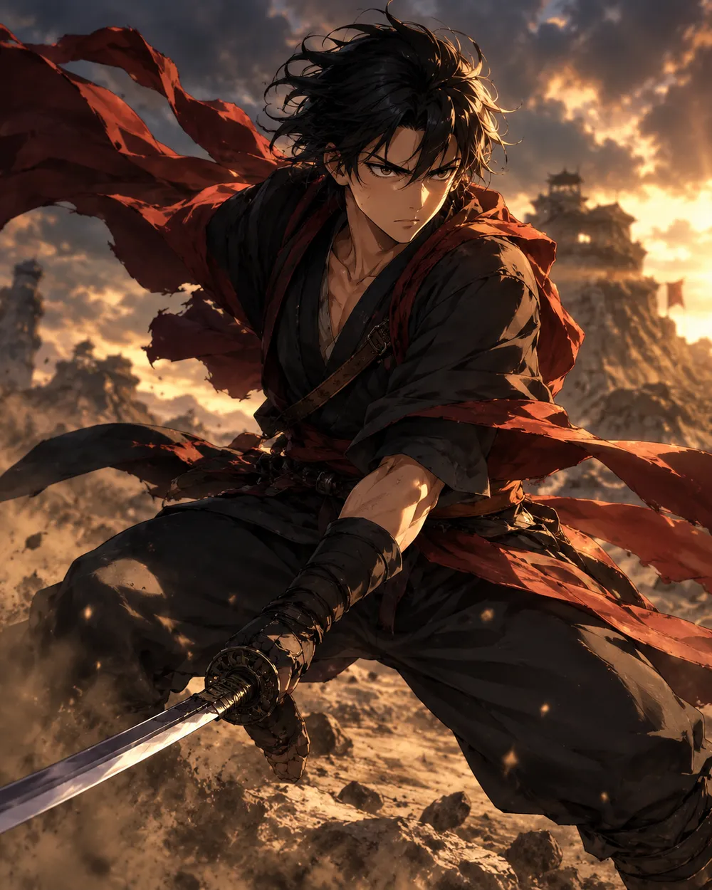 Battle stance anime AI video preset