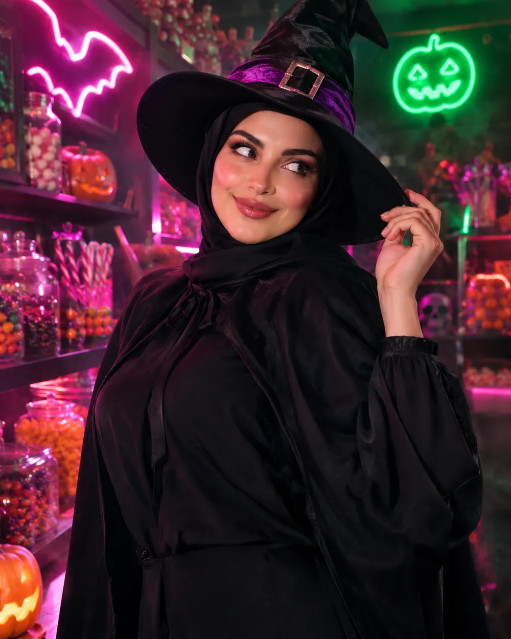 Candy neon Halloween AI photo edit