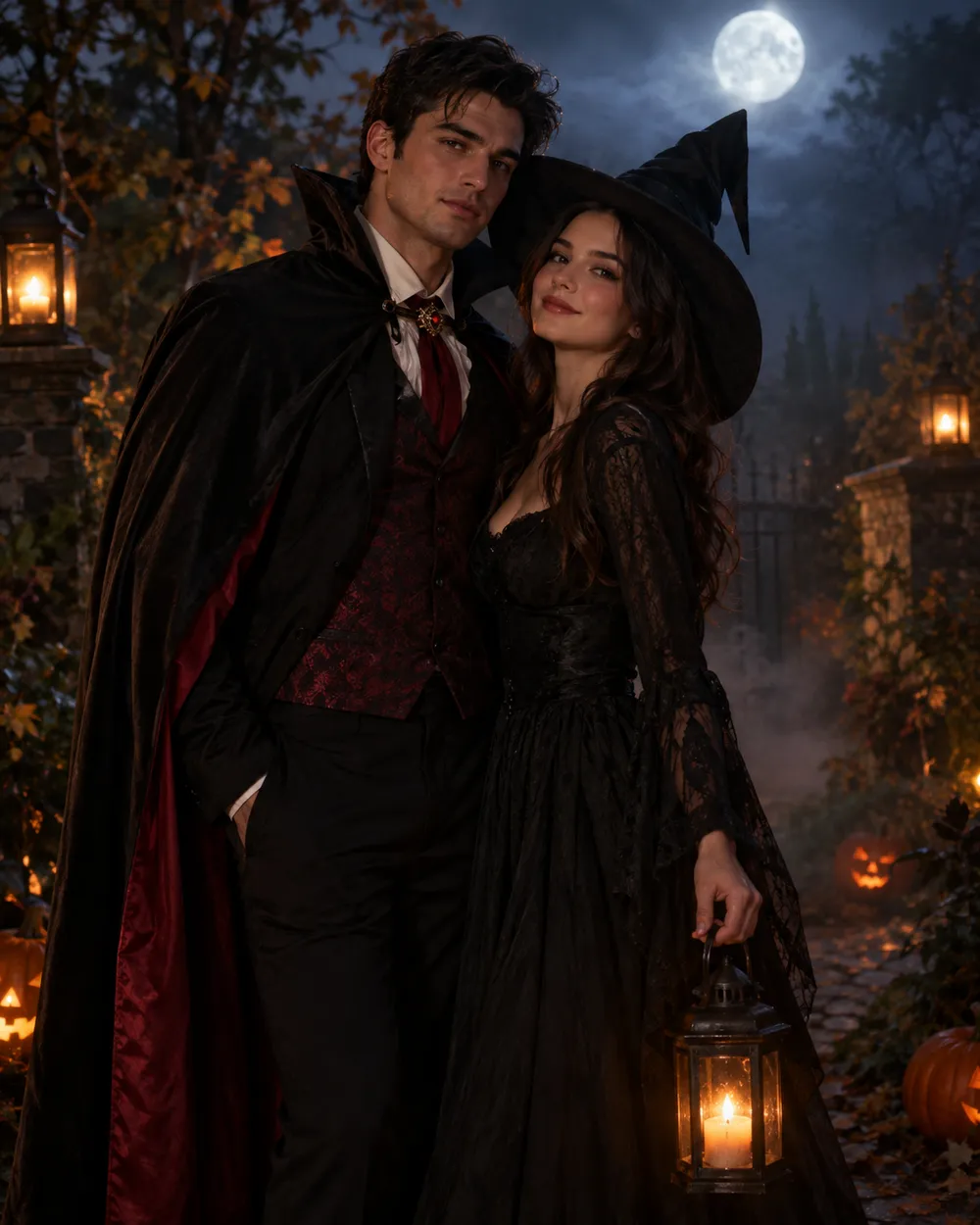 Halloween couple AI prompt example
