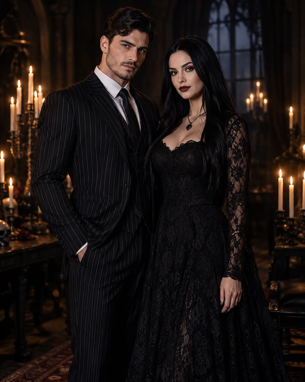 Gothic couple Halloween costume portrait