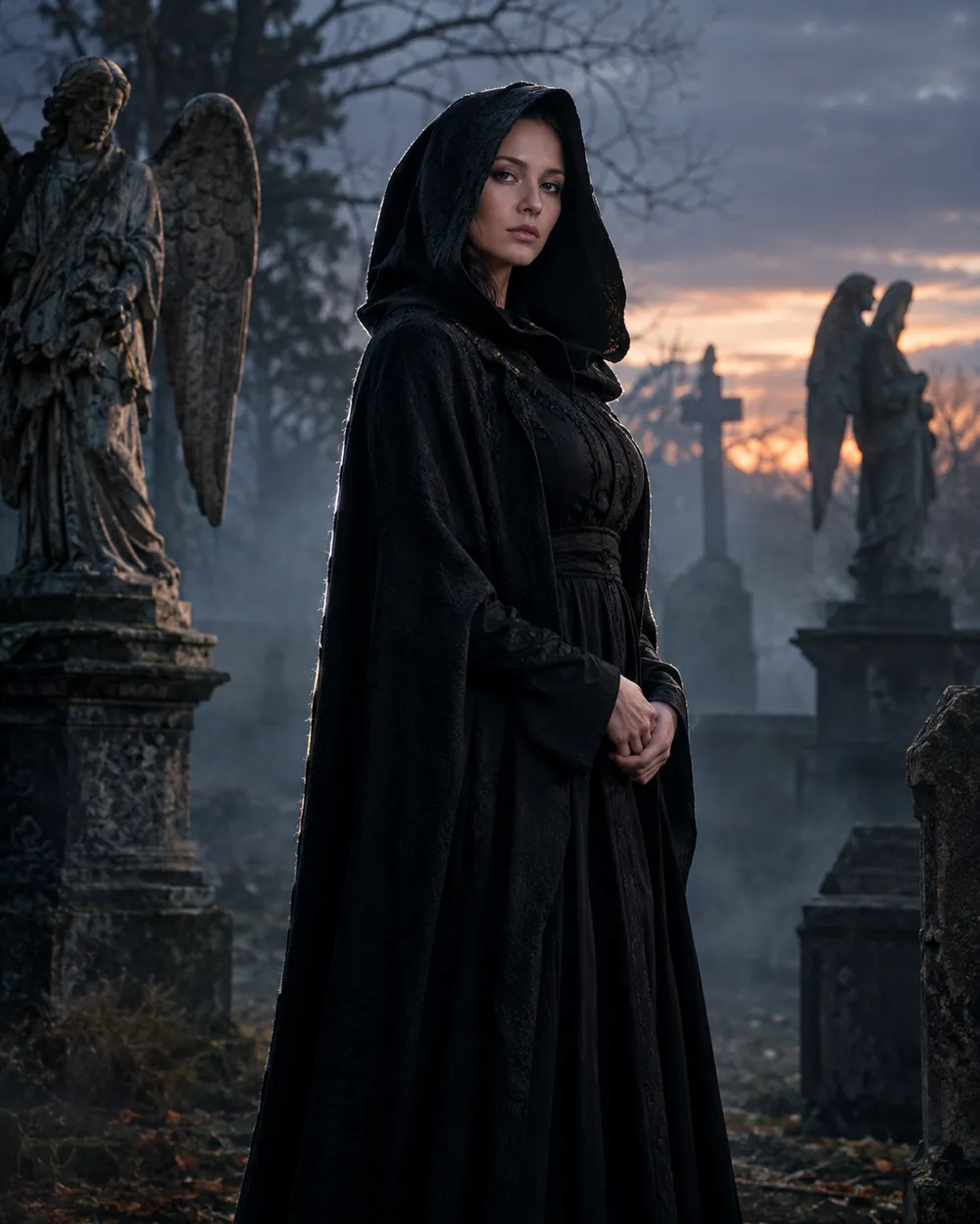 Graveyard portrait Halloween AI photo edit