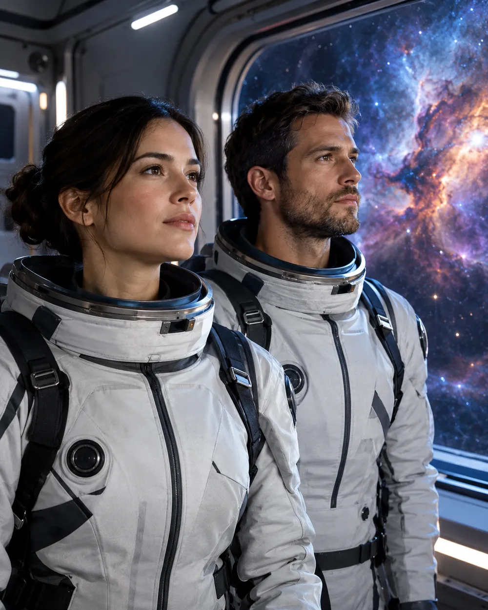 Space couple Halloween costume portrait