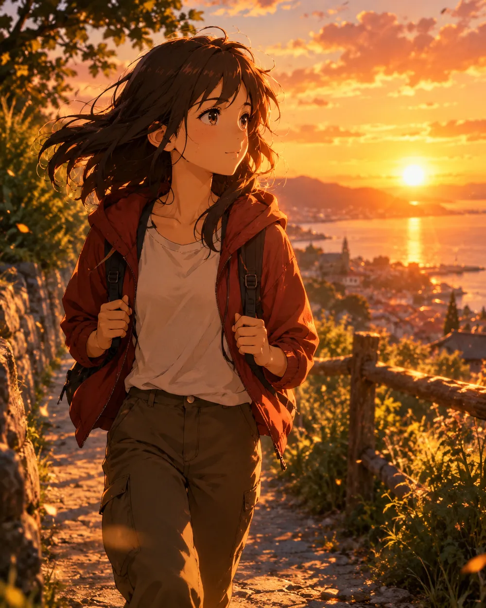 Sunset walk anime AI video preset